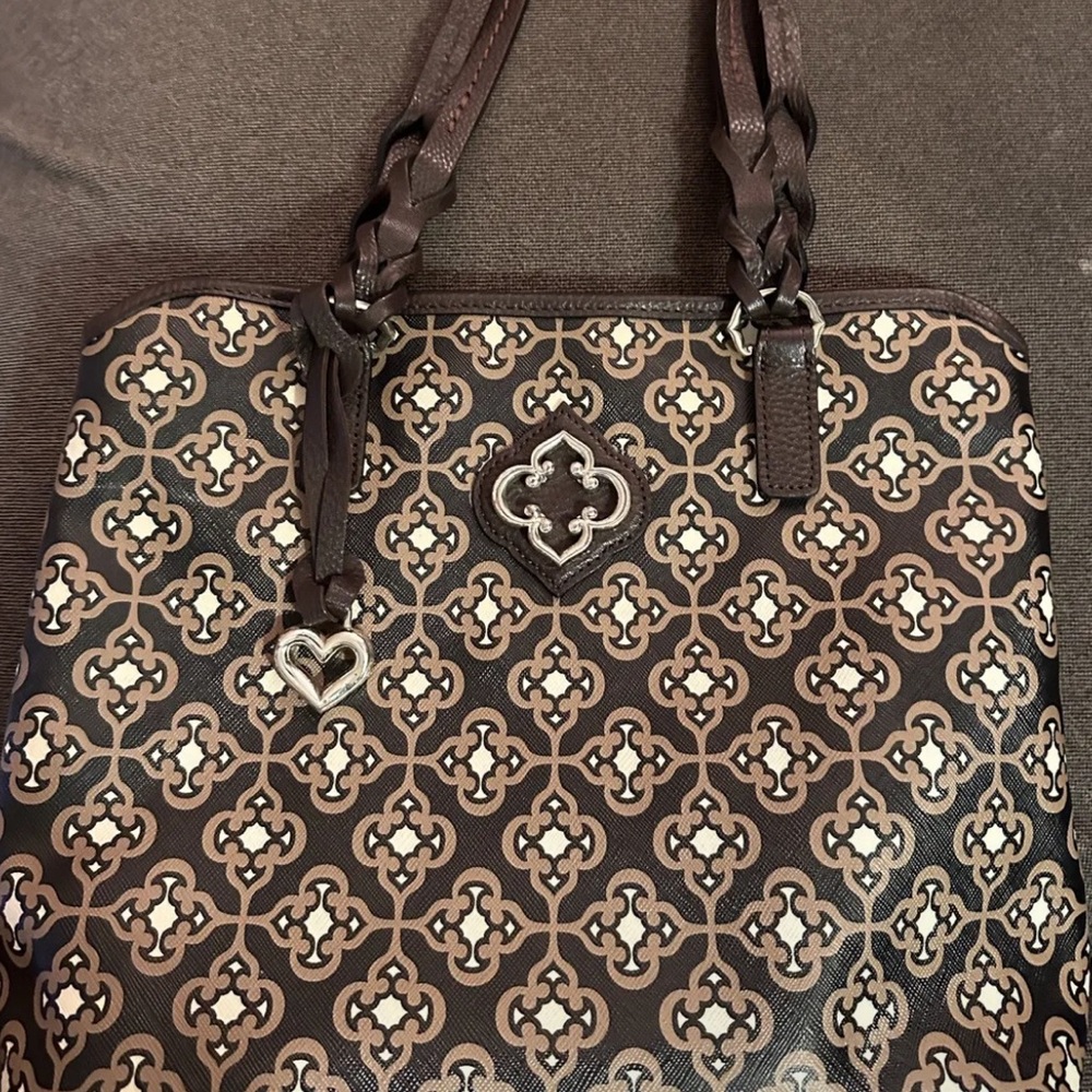 Brighton Handbag, Rich Brown Print w/leather Trim NWOT - Picture 2 of 12